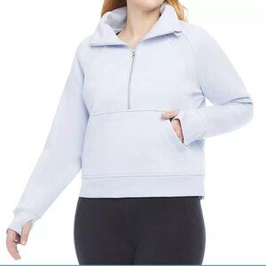 Danskin Women Plus Size 3X Mixed Rib Half Zip Halogen Blue Jacket Sweatshirt NWT